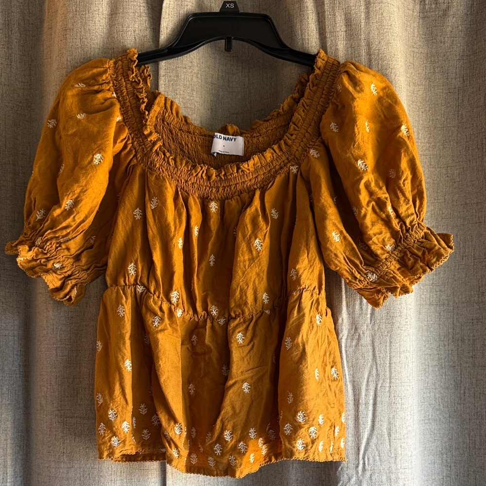 Old Navy Women's Mustard Smocked Blouse